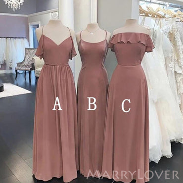 Mismatched A-line Chiffon Long Custom Bridesmaid Dresses , BN1146