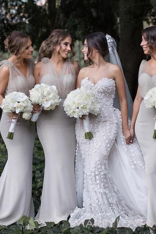 Sexy Mermaid Silver Grey Long Custom Bridesmaid Dresses , BN1151 Sexy Mermaid Silver Grey Long Custom Bridesmaid Dresses , BN1151
