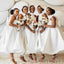 A-line White Satin High Neck Custom Bridesmaid Dresses , BN1152