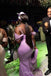 Off Shoulder Spaghetti Straps Purple Long Mermaid Custom Bridesmaid Dresses , BN1169
