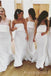 Simple Strapless White Long Mermaid Custom Bridesmaid Dresses , BN1174