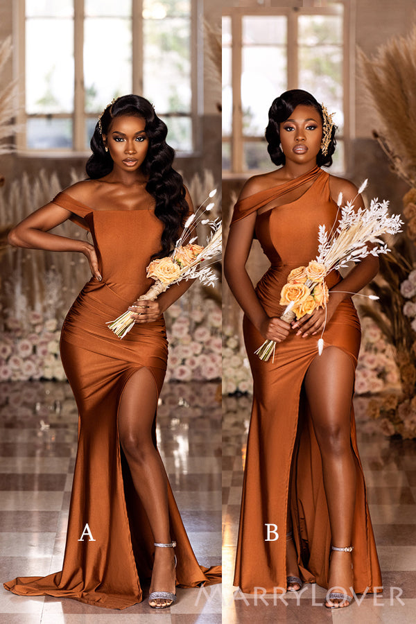 Fitted Satin Long Sleeves Open Back Burnt Orange Evening Gown AC381 –  Sparkly Gowns