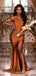 Mismatched Burnt Orange Satin Long Mermaid Custom Side Slit Bridesmaid Dresses , BN1180