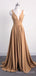 A-line Deep V-neck Long Side Slit Custom Bridesmaid Dresses , BN1181
