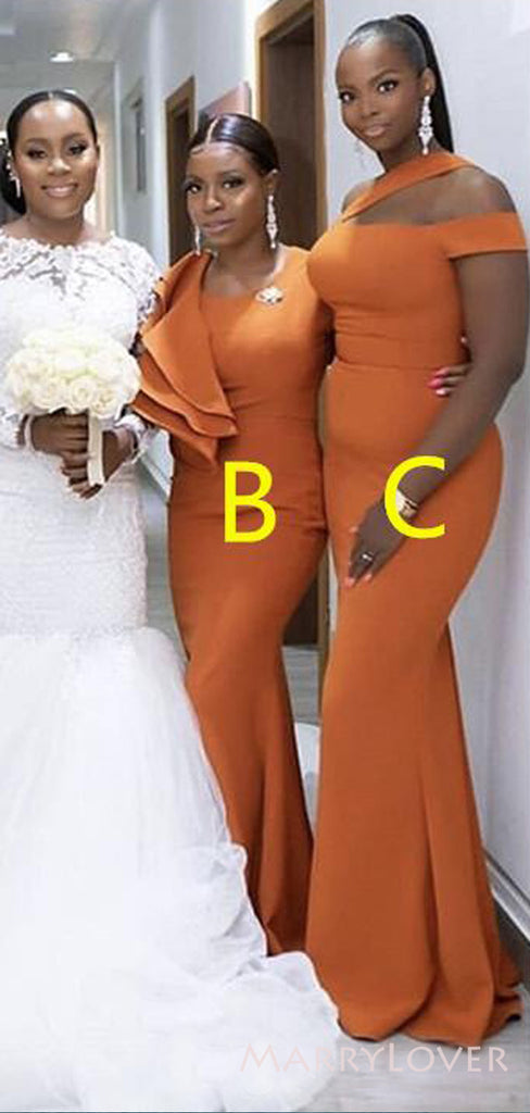 Mismatched Orange Long Mermaid Custom Bridesmaid Dresses , BN1184