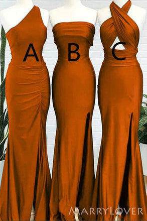 Mismatched Burnt Orange Long Mermaid Custom Bridesmaid Dresses , BN1190