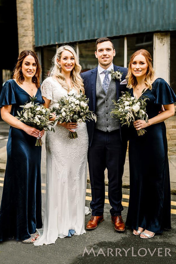 Mismatched Dark Green Velvet Deep V-neck Long Custom Bridesmaid Dresse MarryLover Mismatched Dark Green Velvet Deep V-neck Long Custom Bridesmaid Dresse MarryLover