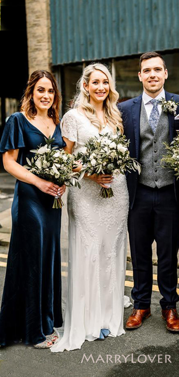Mismatched Dark Green Velvet Deep V-neck Long Custom Bridesmaid Dresse MarryLover Mismatched Dark Green Velvet Deep V-neck Long Custom Bridesmaid Dresse MarryLover