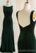 Dark Green Velvet Bateau Mermaid Long Custom Bridesmaid Dresses , BN1197