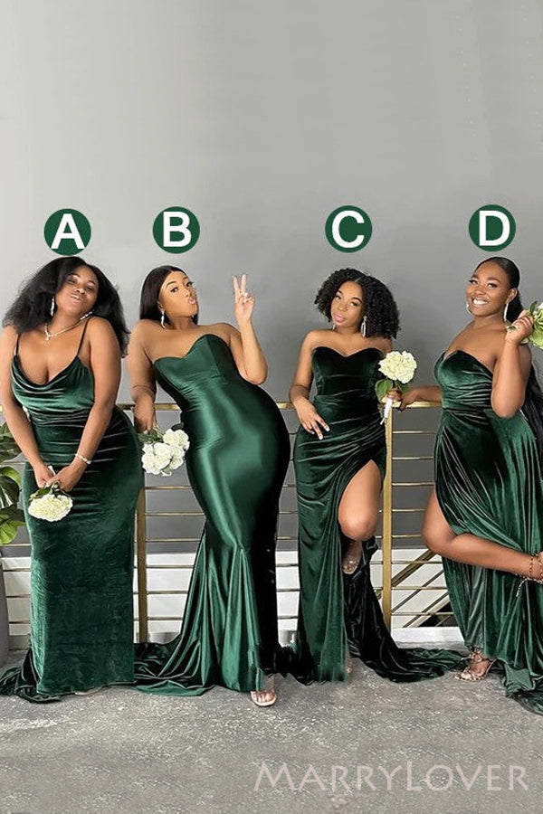 Simple Mismatched Dark Green Long Custom Bridesmaid Dresses , BN1209 MarryLover Simple Mismatched Dark Green Long Custom Bridesmaid Dresses , BN1209 MarryLover
