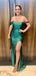 Mermaid Mismatched Dark Green Satin Long Side Slit Custom Bridesmaid Dresses , BN1223
