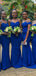 Mismatched Royal Blue Spaghetti Straps Long Mermaid Custom Bridesmaid Dresses , BN1225