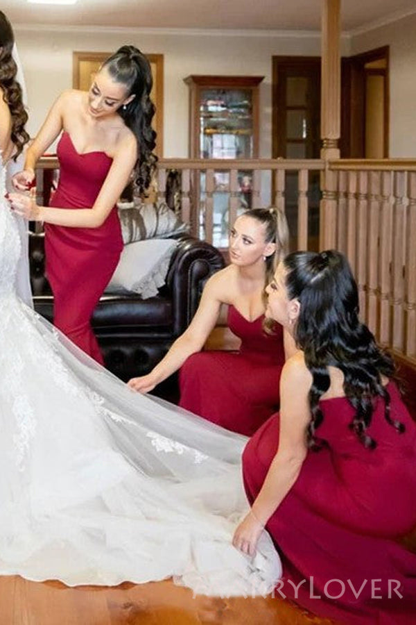 heart bridesmaid dress Sweet Heart Satin Long Mermaid Custom Bridesmaid Dresses , BN1237