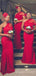One Shoulder Red Long Mermaid Custom Bridesmaid Dresses , BN1235