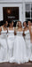 White Satin Mermaid Long Spaghetti Straps Custom Bridesmaid Dresses , BN1243