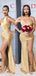 Gold Satin Mismatched  Mermaid Long Side Slit Custom Bridesmaid Dresses , BN1248