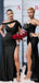 Black Satin Mismatched  Mermaid Long Side Slit Custom Bridesmaid Dresses , BN1249