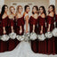 Simple Off Shoulder Burgundy Chiffon Long A-line Custom Bridesmaid Dresses , BN1250