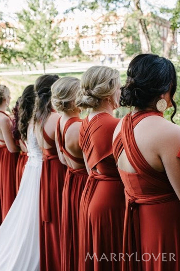 Dark Red Bridesmaid Dresses Simple Mismatched Burnt Orange Long A-line Custom Bridesmaid Dresses MarryLover Dark Red Bridesmaid Dresses Simple Mismatched Burnt Orange Long A-line Custom Bridesmaid Dresses MarryLover