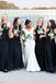 Black Chiffon Halter A-line Long V-neck Custom Bridesmaid Dresses , BN1257