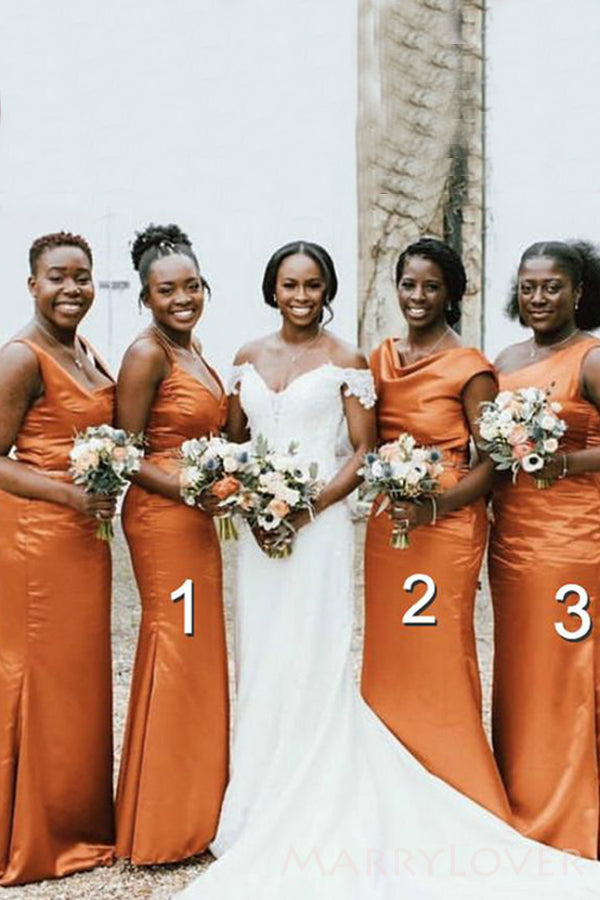 Mismatched Satin Mermaid Long Custom Bridesmaid Dresses , BN1264 Mismatched Satin Mermaid Long Custom Bridesmaid Dresses , BN1264