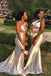 One Shoulder White Satin Mermaid Long Custom Bridesmaid Dresses , BN1265