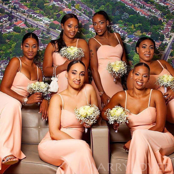 Simple Satin Mermaid Spaghetti Straps Long Custom Bridesmaid Dresses , MarryLover Simple Satin Mermaid Spaghetti Straps Long Custom Bridesmaid Dresses , MarryLover