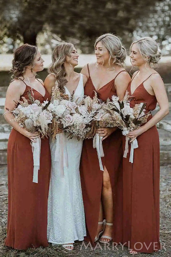 Simple Spaghetti Straps V-neck Long Custom Bridesmaid Dresses , BN1271 Simple Spaghetti Straps V-neck Long Custom Bridesmaid Dresses , BN1271