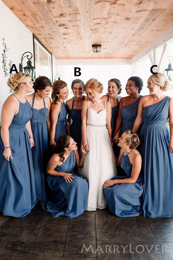 mystic blue bridesmaid dresses Misty-Blue Chiffon Jenny Yoo Bridesmaid Dresses
