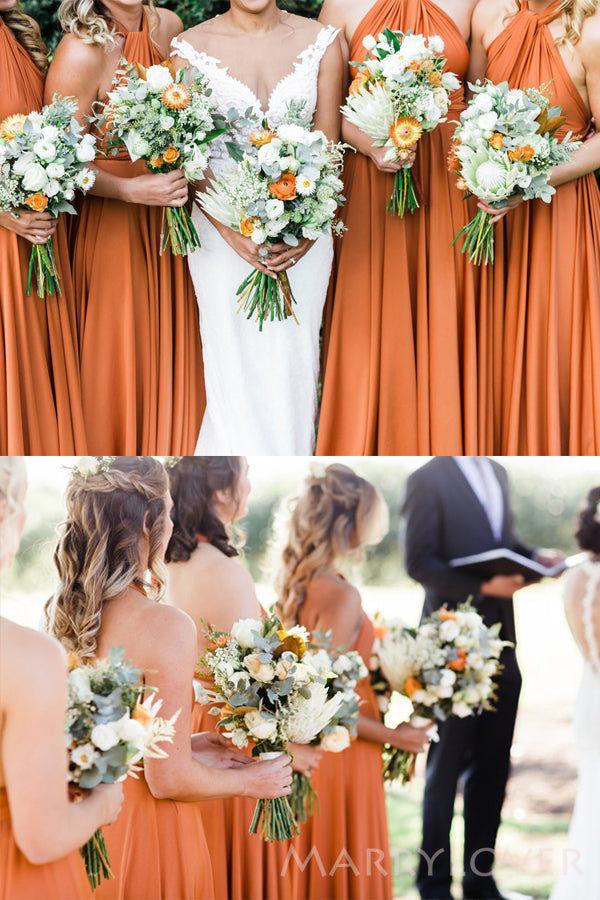 A-line Burnt Orange Halter Long Custom Bridesmaid Dresses , BN1284 A-line Burnt Orange Halter Long Custom Bridesmaid Dresses , BN1284
