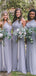 Simple One Shoulder Grey Chiffon A-line Long Custom Bridesmaid Dresses , BN1302