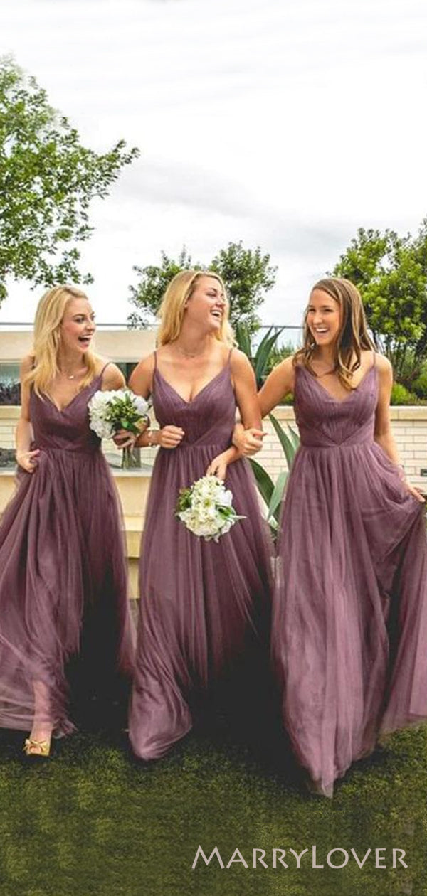 purple tulle bridesmaid dresses Breathtaking A-line Sparkling Tulle Bridesmaid Dress COCOMELODY CB0621, Pale Steel Blue