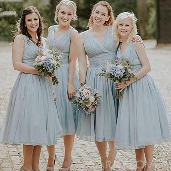 A-line Chiffon V-neck Long Custom Bridesmaid Dresses
