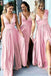 Copy of A-line V-neck Side Slit Long Custom Bridesmaid Dresses , BN1331