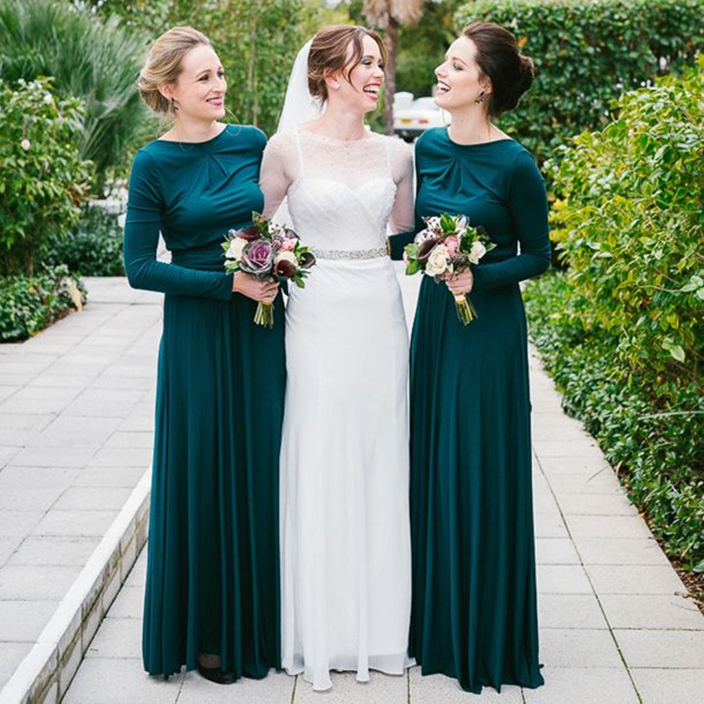 Elegant Long Sleeves Backless Green Bridesmaid Dresses, BD0549 MarryLover Elegant Long Sleeves Backless Green Bridesmaid Dresses, BD0549 MarryLover