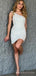 One Shoulder Sequins Short Backless Homecoming Dresses, HM1029