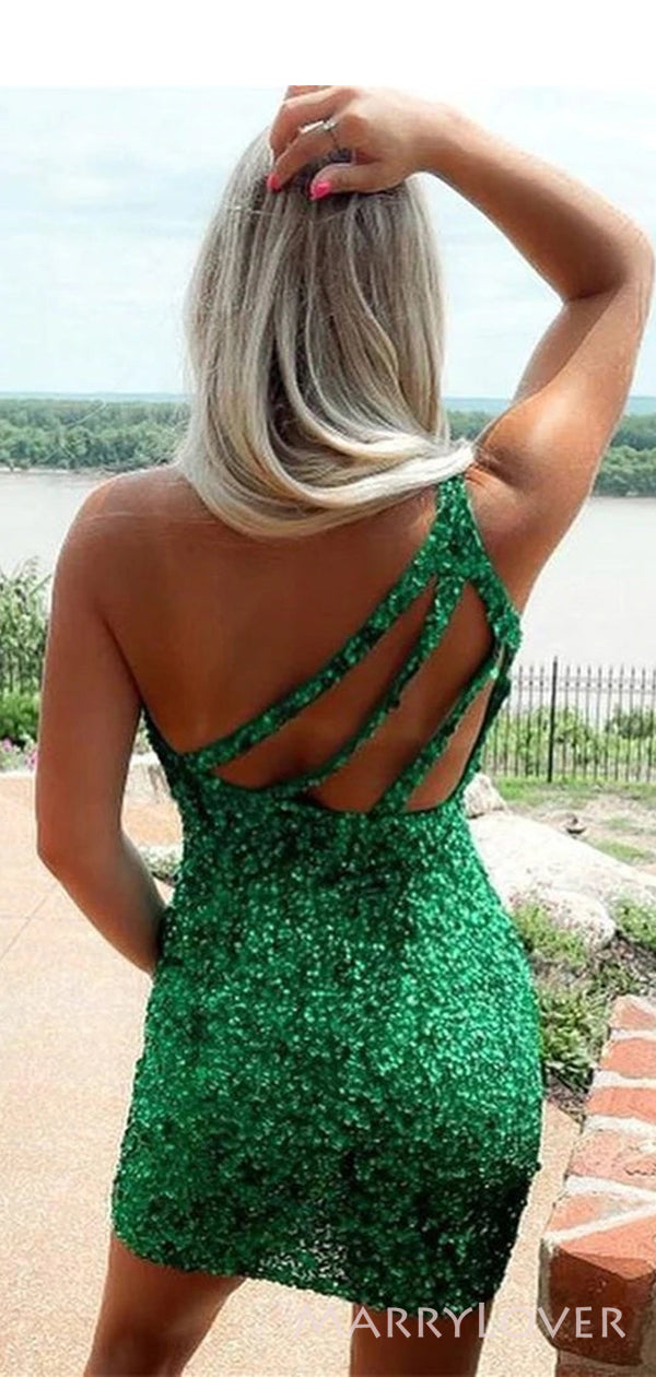 Green Sequins One Shoulder Short Backless Homecoming Dresses, HM1036 MarryLover Green Sequins One Shoulder Short Backless Homecoming Dresses, HM1036 MarryLover