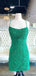 Spaghetti Straps Green Appliques Backless Short Homecoming Dresses, HM1050