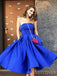 Gold Satin Strapless A-line Short Backless Homecoming Dresses, HM1067