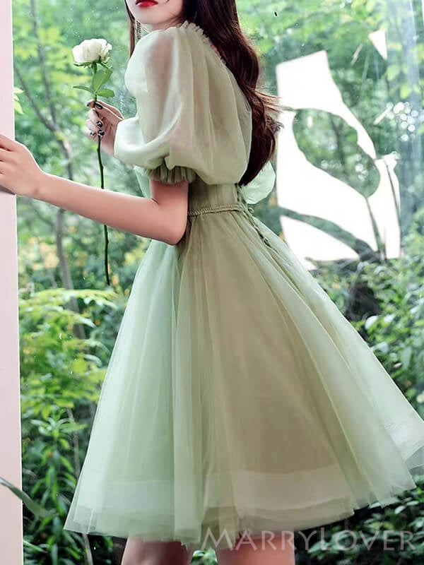 Off Shoulder A-line Tulle Half Sleeves Short Homecoming Dresses, HM107 MarryLover Off Shoulder A-line Tulle Half Sleeves Short Homecoming Dresses, HM107 MarryLover