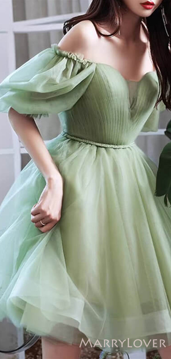 Off Shoulder A-line Tulle Half Sleeves Short Homecoming Dresses, HM107 MarryLover Off Shoulder A-line Tulle Half Sleeves Short Homecoming Dresses, HM107 MarryLover