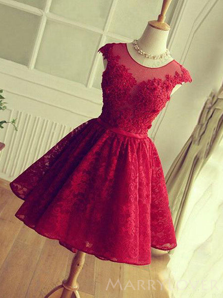 A-line Red Tulle Lace Appliques Short Homecoming Dresses, HM1076 MarryLover A-line Red Tulle Lace Appliques Short Homecoming Dresses, HM1076 MarryLover