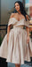 Off Shoulder Satin A-line Short Homecoming Dresses, HM1097