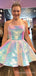 Mismatched Sparkly Spaghetti Straps Short Homecoming Dresses, HM1108