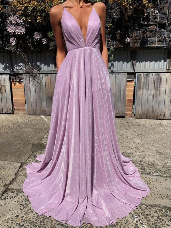 A-line Spaghetti Straps V-neck Lace-up Back Long Prom Dresses, PD0570 MarryLover A-line Spaghetti Straps V-neck Lace-up Back Long Prom Dresses, PD0570 MarryLover