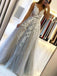 A-line Lace Long Evening Prom Dresses, Cheap Tulle Sweet Dresses, MR7057
