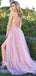 Sex Backless A-line Lace Long Evening Prom Dresses, Cheap Tulle Sweet Dresses, MR7060
