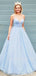 Sex A-Line Blue Backless Long Evening Prom Dresses, MR7063