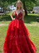 A-Line Red Long Evening Prom Dresses, Cheap Sweet Prom dresses, MR7072