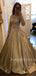 Off Shoulder A-Line With Long Sleeves Long Evening Prom Dresses, MR7079